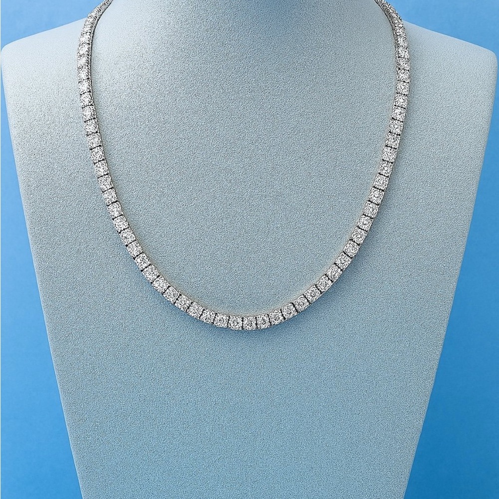 Tennis Necklace 18K White Gold Plated 4.0mm Round Cubic Zirconia